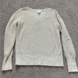 LOFT Women's V-Neck Sweater in Cream